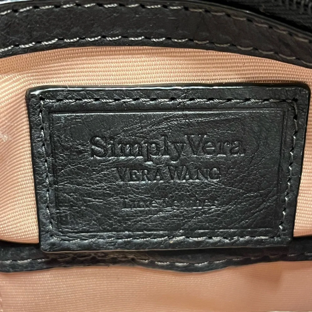 Simply Vera Vera Wang Black Luxe Leather Handbag NWT